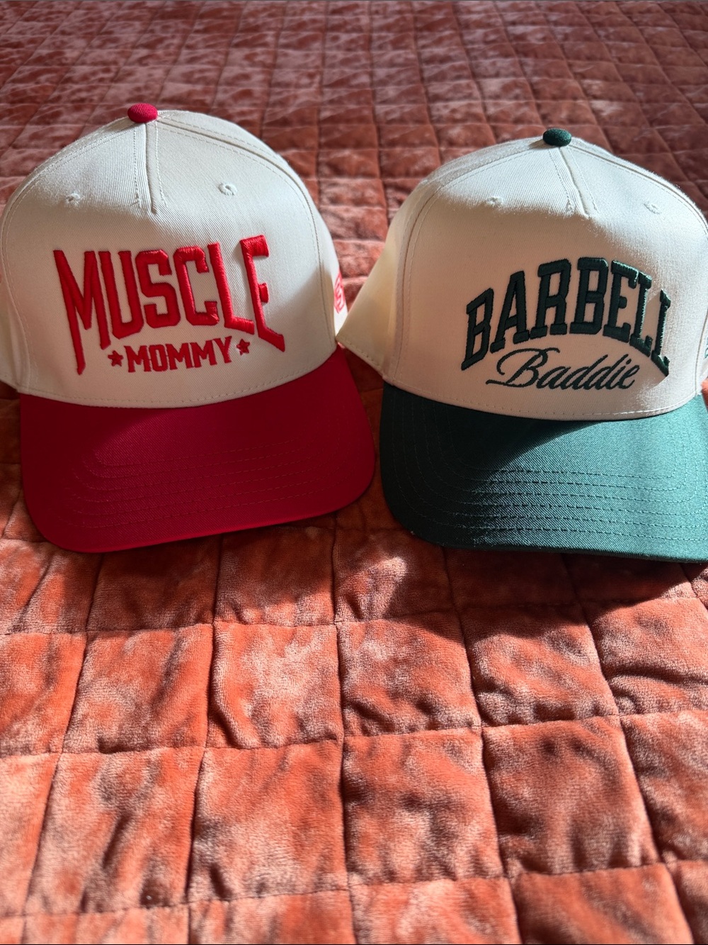 Muscle Mommy Barbell Baddie trucker hat